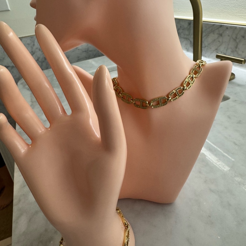 Vintage Dior Gold Chain Necklace and Bracelet set